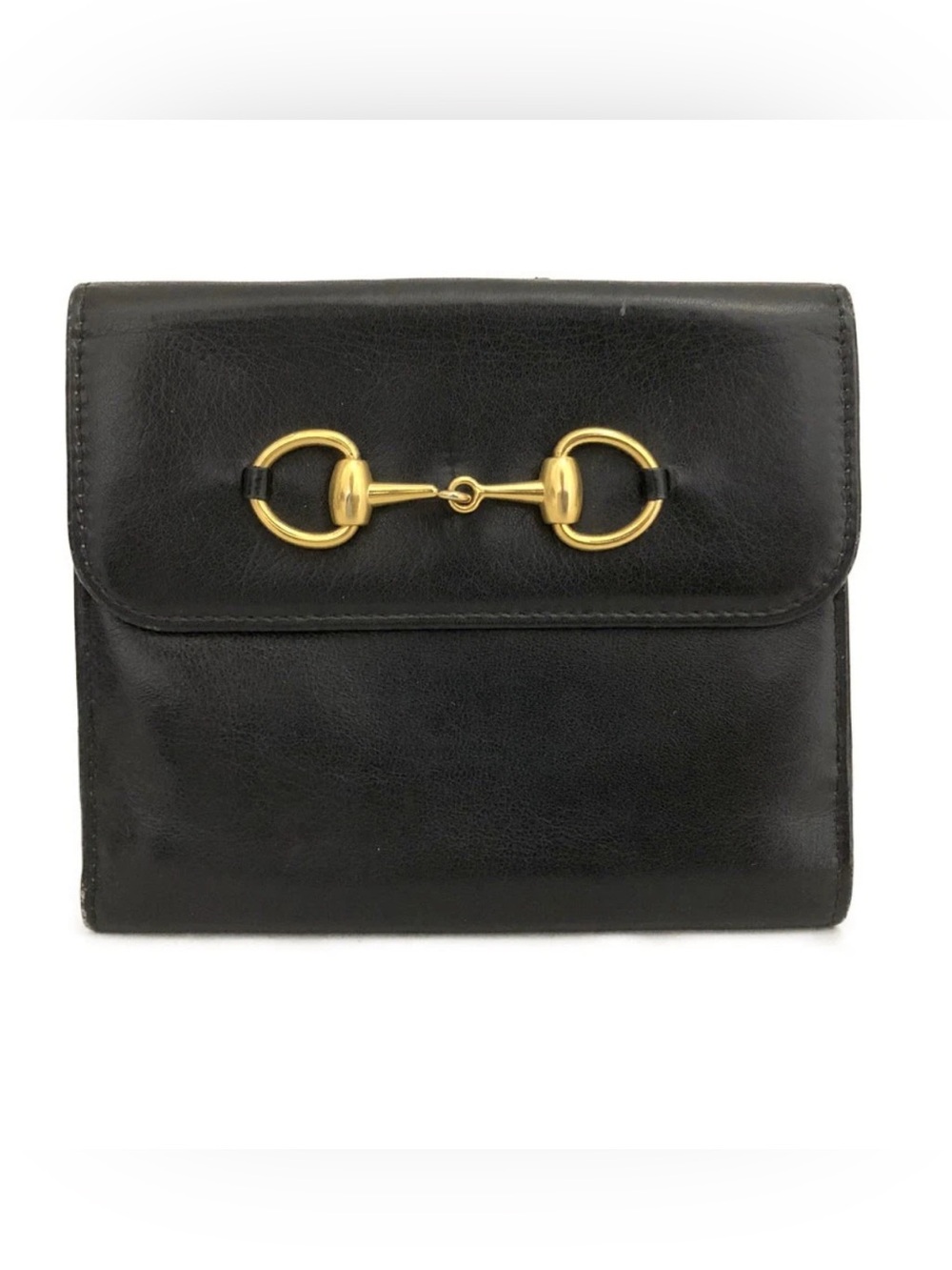 Gucci Black Leather Wallet with Gold Horsebit